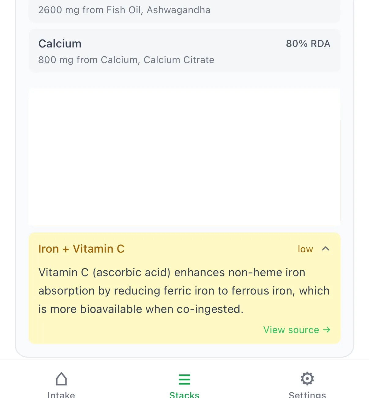 Magnesium and Iron interaction warning in Biostacks